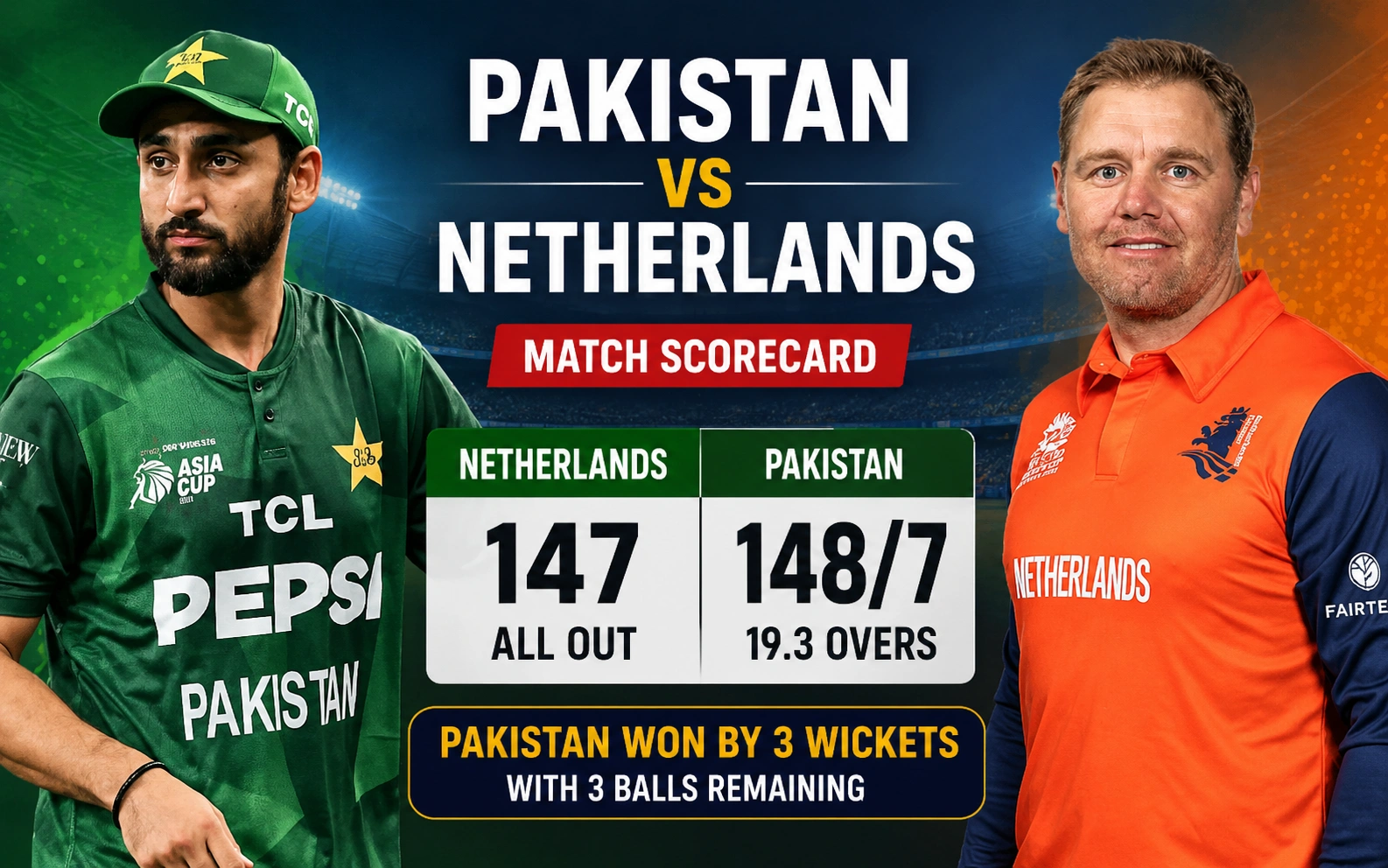 Pakistan National Cricket Team vs Netherlands National Cricket Team Match Scorecard: 5 Thrilling Highlights