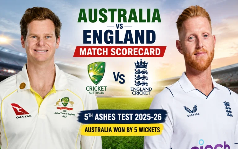 Australian Men’s Cricket Team vs England Cricket Team Match Scorecard: Australia Beat England by 5 Wickets in 5th Ashes Test 2025-26