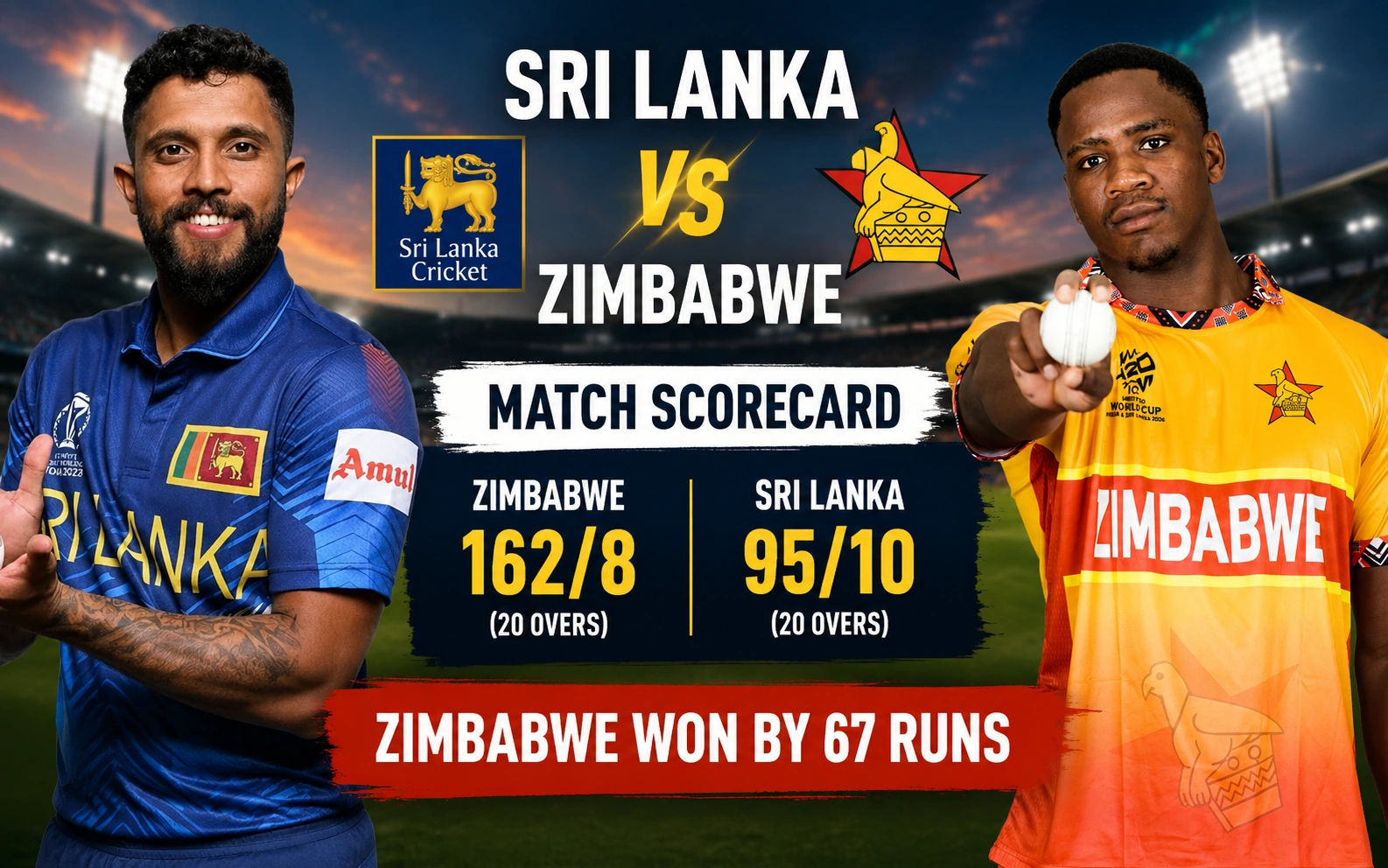Sri Lanka National Cricket Team vs Zimbabwe National Cricket Team Match Scorecard: Zimbabwe’s Stunning 67-Run Win Explained