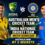 Australian Men’s Cricket Team vs India National Cricket Team Match Scorecard: Australia Wins by 2 Wickets